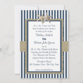 Invitation Starfish Marine Blue Stripes Beach Mariage (Dos)