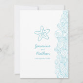 Invitation Starfish mer tourbillon aqua blanc mariage plage (Devant)