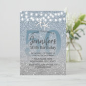 Invitation Starfish Moderne Dusty Parties scintillant bleue 5 (Debout devant)