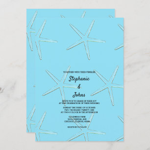 Invitation Starfish Motif Blue Beach Destination Mariage