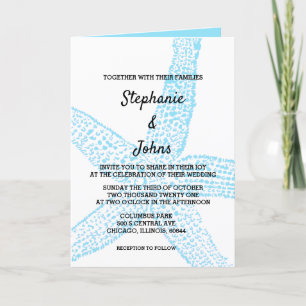 Invitation Starfish Nautical Blue White Beach 2024 Mariage