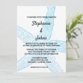 Invitation Starfish Nautical Blue White Beach Cute Mariage (Debout devant)