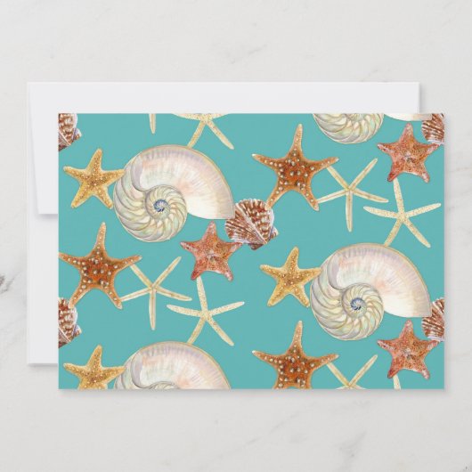 Invitation Starfish Nautilus Scallop Sea Shell Motif moderne (Dos)