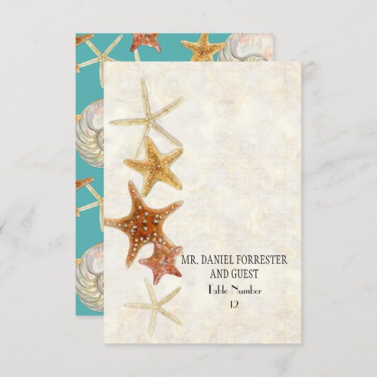Invitation Starfish Nautilus Scallop Sea Shell Motif moderne (Devant / Derrière)