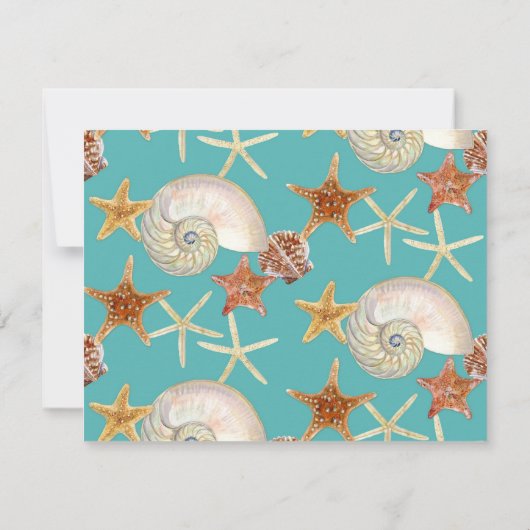 Invitation Starfish Nautilus Scallop Sea Shell Motif moderne (Dos)