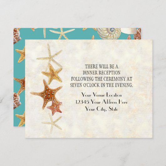 Invitation Starfish Nautilus Scallop Sea Shell Motif moderne (Devant / Derrière)
