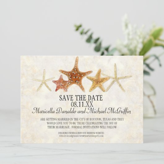 Invitation Starfish Nautilus Scallop Sea Shell Motif moderne (Debout devant)
