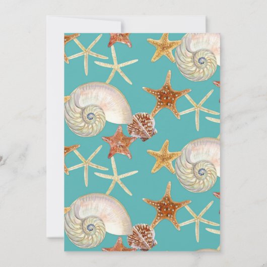 Invitation Starfish Nautilus Scallop Sea Shell Motif moderne (Dos)