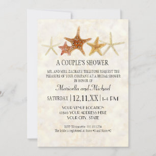 Invitation Starfish Nautilus Scallop Sea Shell Motif moderne