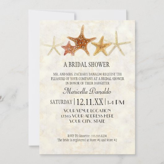 Invitation Starfish Nautilus Scallop Sea Shell Motif moderne (Devant)