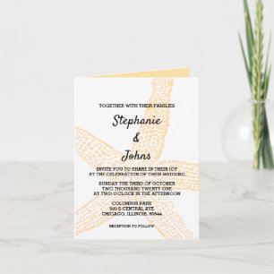 Invitation Starfish Pêche Nautique Jaune Orange Mariage Cool