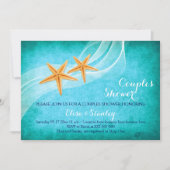 Invitation Starfish plage turquoise douche couple mariage (Devant)