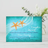 Invitation Starfish plage turquoise douche couple mariage (Debout devant)