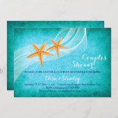 Invitation Starfish plage turquoise douche couple mariage (Devant / Derrière)