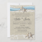 Invitation Starfish Ruban et Mariage bleu clair en dentelle (Devant)