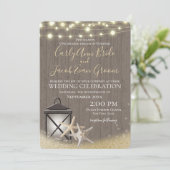 Invitation Starfish Rustic Ocean Drift Wood and Lights (Debout devant)