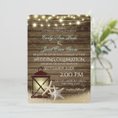 Invitation Starfish Rustic Ocean Wood et lumières (Debout devant)