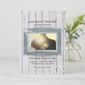 Invitation Starfish rustique et Mariage photo en bois Patiné (Debout devant)