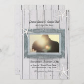 Invitation Starfish rustique et Mariage photo en bois Patiné (Devant / Derrière)