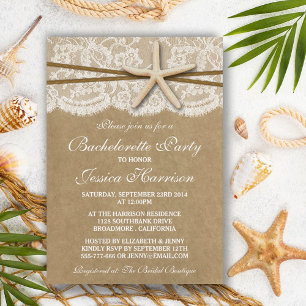 Invitation Starfish Rustique Sur Kraft Beach Bachelorette Par
