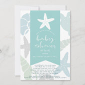Invitation Starfish & Seashells Baby shower turquoise par mai (Devant)