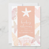 Invitation Starfish & Seashells Pink Drive-by Baby shower (Devant)