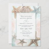 Invitation Starfish Seashells Tropical Beach QR Code Wedding (Devant)