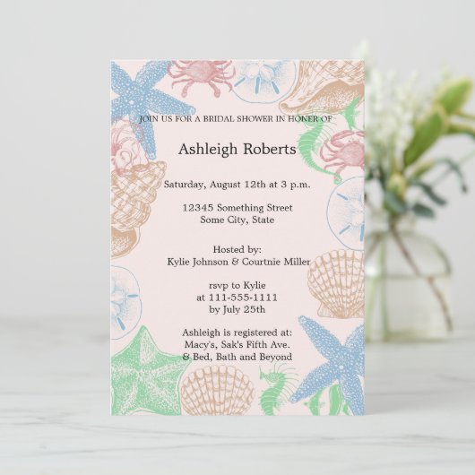 Invitation Starfish Shells Beach (Debout devant)