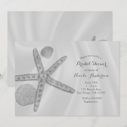 Invitation Starfish & Shells Plage : Réception de Mariage ou (Devant / Derrière)