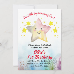 Invitation Starfish souriant - 1er/2e/3e fête d'anniversaire