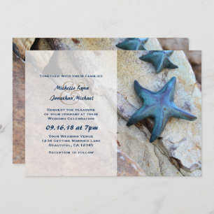 Invitation Starfish sur Rocky Arrière - plan Beach Wedding