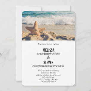 Invitation Starfish sur un Mariage de plage de sable