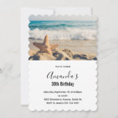 Invitation Starfish sur une plage de sable Photo Anniversaire (Devant)