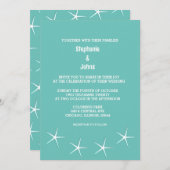 Invitation Starfish Teal Blue Beach Destination Wedding Cool (Devant / Derrière)