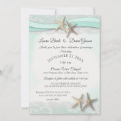 Invitation Starfish Tropical Vintage Beach Mint Mariage (Devant)