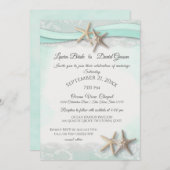 Invitation Starfish Tropical Vintage Beach Mint Mariage (Devant / Derrière)