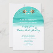 Invitation Starfish Turquoise Aqua Destination Beach Mariage (Devant)