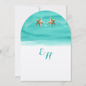 Invitation Starfish Turquoise Aqua Destination Beach Mariage (Dos)