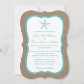 Invitation Starfish Turquoise Burlap Beach Wedding Collection (Devant)