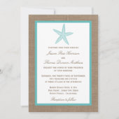 Invitation Starfish Turquoise Burlap Beach Wedding Collection (Devant)