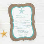 Invitation Starfish Turquoise Burlap Beach Wedding Collection<br><div class="desc">L'étoile de mer turquoise sur la collection de mariages de plage de burlap est parfaite pour tout couple qui planifie un mariage romantique en bord de mer. L'arrière - plan rustique effet burlap donne à ces invitations une atmosphère boho-chic, tandis que le turquoise tropical a un coloris frais et cool...</div>