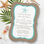 Invitation Starfish Turquoise Burlap Beach Wedding Collection<br><div class="desc">L'étoile de mer turquoise sur la collection de mariages de plage de burlap est parfaite pour tout couple qui planifie un mariage romantique en bord de mer. L'arrière - plan rustique effet burlap donne à ces invitations une atmosphère boho-chic, tandis que le turquoise tropical a un coloris frais et cool...</div>