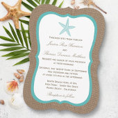Invitation Starfish Turquoise Burlap Beach Wedding Collection