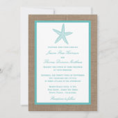 Invitation Starfish Turquoise Burlap Beach Wedding Collection (Devant)