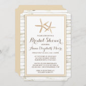 Invitation Starfish Whitewashed Wood Beach Fête des mariées (Devant / Derrière)