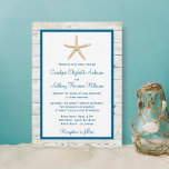 Invitation Starfish Whitewashed Wood Beach Wedding Collection<br><div class="desc">La collection de mariage de la plage en bois blanc est parfaite pour tout couple qui souhaite un mariage romantique en bord de mer. L'arrière - plan rustique en bois blanchi à la chaux donne à ces invitations une atmosphère boho chic, et l'étoile de mer mignonne est la touche finale...</div>