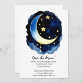 Invitation Starlit Adventure : Lune et Baby shower des étoile (Devant / Derrière)