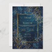 Invitation Starlit Navy Gold Botanical Wedding (Devant)
