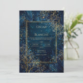 Invitation Starlit Navy Gold Botanical Wedding (Debout devant)