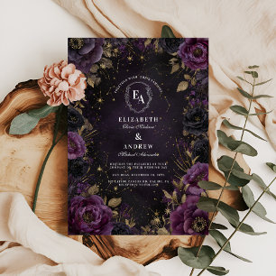 Invitation Starlit Plum et Gold Mariage gothique
